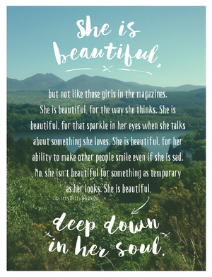 Inspirational Quote Postcard | She is Beautiful - Itty Bitty Book Co Inspirational Postcards & Postcard Sets, Positivity, gift