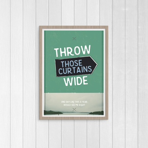 Throw Those Curtains Wide - Elbow Tribute Print - Itty Bitty Book Co Inspirational Quote Posters, Positivity, gift