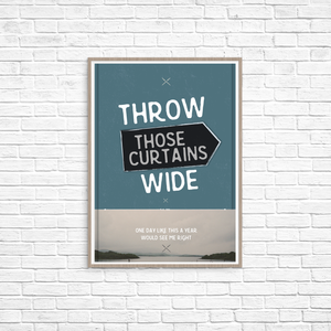 Throw Those Curtains Wide - Elbow Tribute Print - Itty Bitty Book Co Inspirational Quote Posters, Positivity, gift