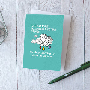 Positive Quote Card | Dance In The Rain | Encouragment Greetings Card - Itty Bitty Book Co Inspirational Quote Greeting Cards, Positivity, gift