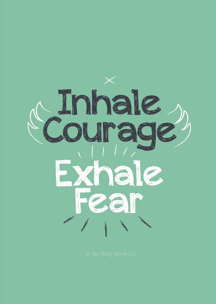 Encouraging Quote Postcard | Inhale Courage Exhale Fear - Itty Bitty Book Co Inspirational Postcards & Postcard Sets, Positivity, gift