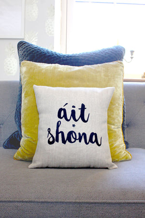 Irish Language Gifts | Cushion | Irish Linen Throw Pillow - Áit Shona - Itty Bitty Book Co Irish Linen Cushions, Positivity, gift