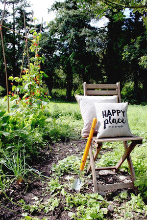 Irish Linen Gifts | Cushion | Irish Linen Throw Pillow - Happy Place - Itty Bitty Book Co Irish Linen Cushions, Positivity, gift