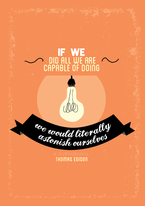 Thomas Edison Quote - Beautiful Retro Print - Itty Bitty Book Co Inspirational Quote Posters, Positivity, gift