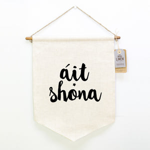 Irish Language Gifts | As Gaeilge | Ait Shona - Happy Place - Itty Bitty Book Co Pennant Wall Hangings, Positivity, gift