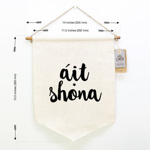 Irish Language Gifts | As Gaeilge | Ait Shona - Happy Place - Itty Bitty Book Co Pennant Wall Hangings, Positivity, gift