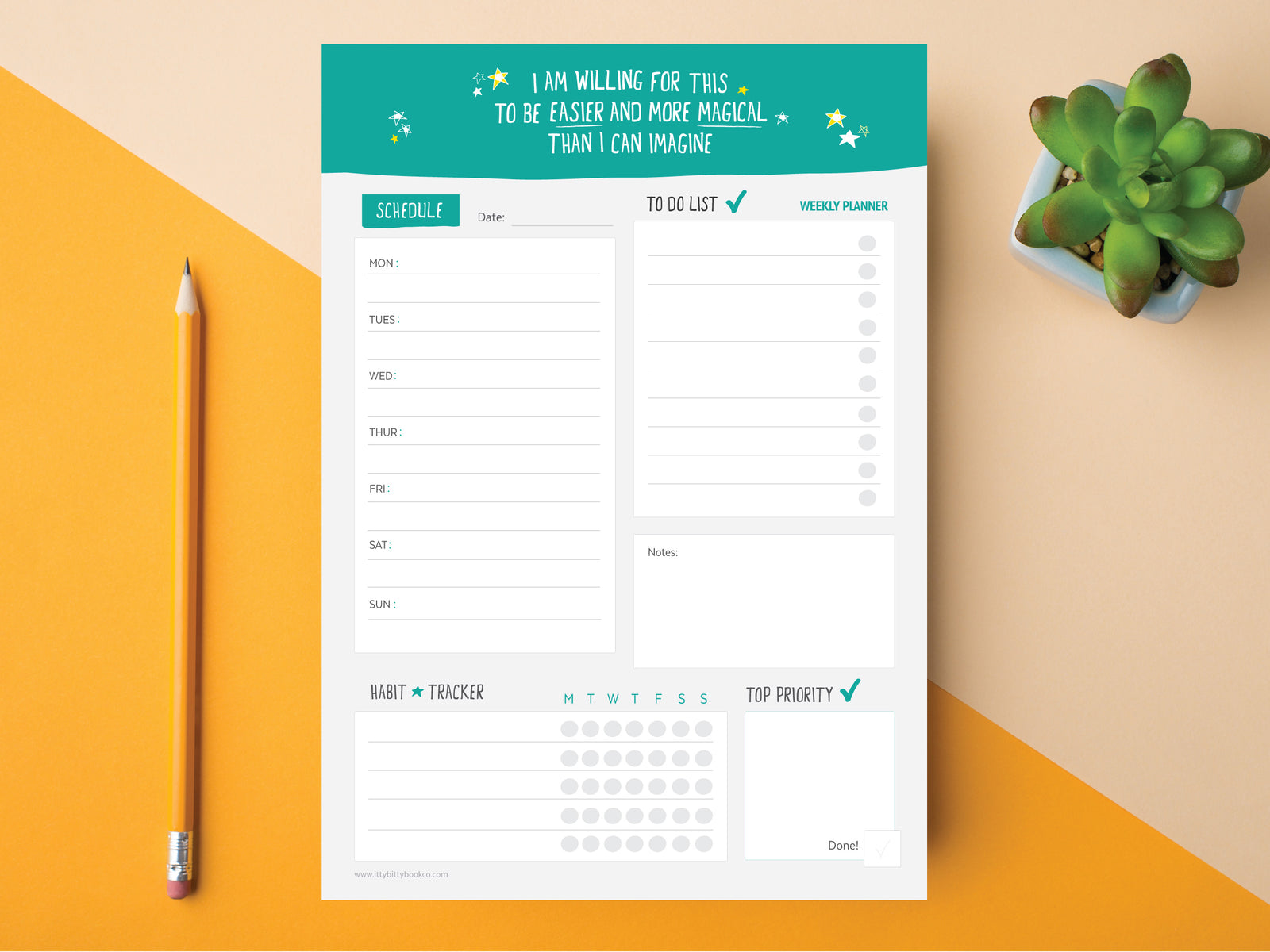Weekly Planner Notepad with Habit Tracker
