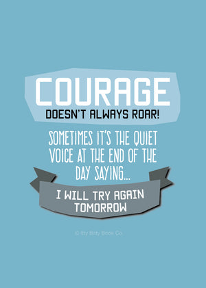 Encouraging Quote Postcard | Courage Doesn't Always Roar - Itty Bitty Book Co Inspirational Postcards & Postcard Sets, Positivity, gift