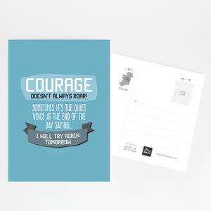 Encouraging Quote Postcard | Courage Doesn't Always Roar - Itty Bitty Book Co Inspirational Postcards & Postcard Sets, Positivity, gift