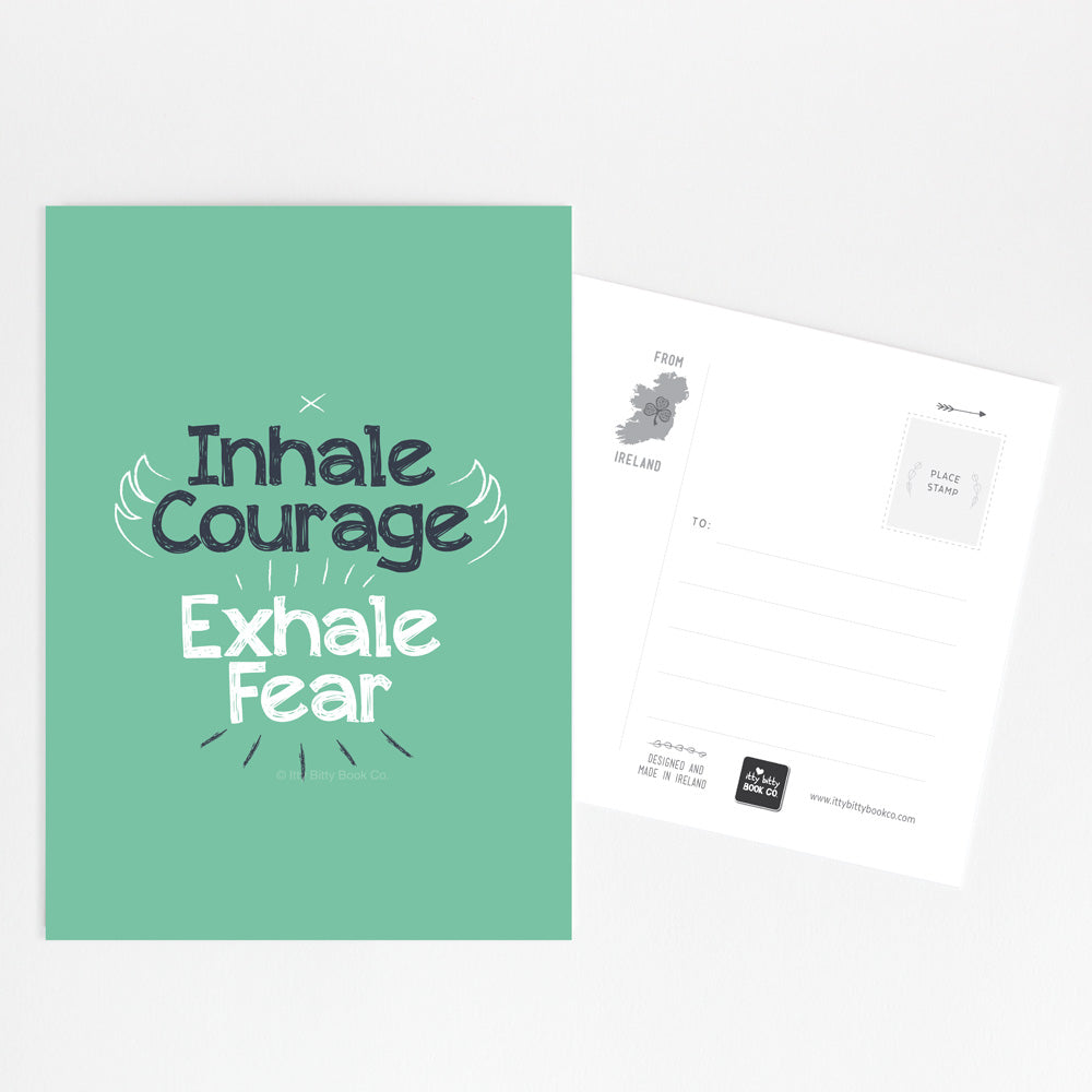 Encouraging Quote Postcard | Inhale Courage Exhale Fear - Itty Bitty Book Co Inspirational Postcards & Postcard Sets, Positivity, gift